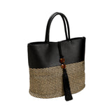 Melita Large Round Tote Bag - Black & Natural