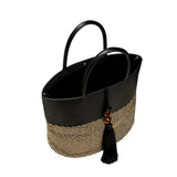 Melita Large Round Tote Bag - Black & Natural
