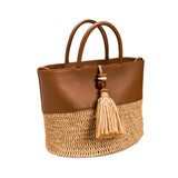 Melita Large Round Tote Bag - Camello & Natural