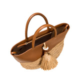 Melita Large Round Tote Bag - Camello & Natural