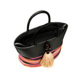 Melita Large Round Tote Bag - Black & Multicolor