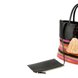 Melita Large Round Tote Bag - Black & Multicolor