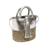 Melita Small Round Tote Bag - Silver & Antique Gold/Silver