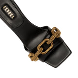 Catena 50MM Sandal - Black & Antique Gold/Silver