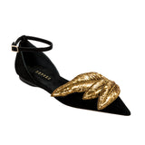 Valeria 10MM Ballerina - Black & Antique Gold