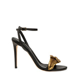 Valeria 110MM Ankle Cross Sandal - Black & Gold