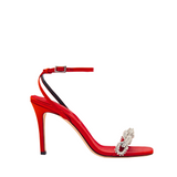 Catena Notte Glam 90MM Ankle Cross Sandal - Scarlet & Antique Silver