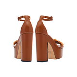 Narcissa 120MM Platform Ankle Sandal - Camello & Natural