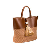 Melita Large Round Tote Bag - Ruggine & Natural