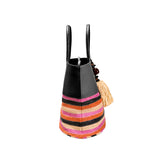 Melita Large Round Tote Bag - Black & Multicolor