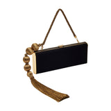 Lyra Rectangular Clutch - Black & Antique Gold
