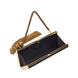 Lyra Rectangular Clutch - Black & Antique Gold
