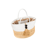 Melita Large Round Tote Bag - Off-White & Natural