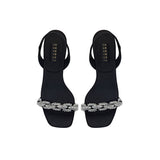 Catena Notte Glam 90MM Slingback Sandal - Black & Antique Silver