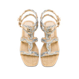 Ronda Ankle Strap Sandal - Natural & Silver