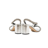Ronda 50MM Block Asymmetric Sandal - Silver & Antique Silver