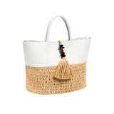 Melita Large Round Tote Bag - Off-White & Natural
